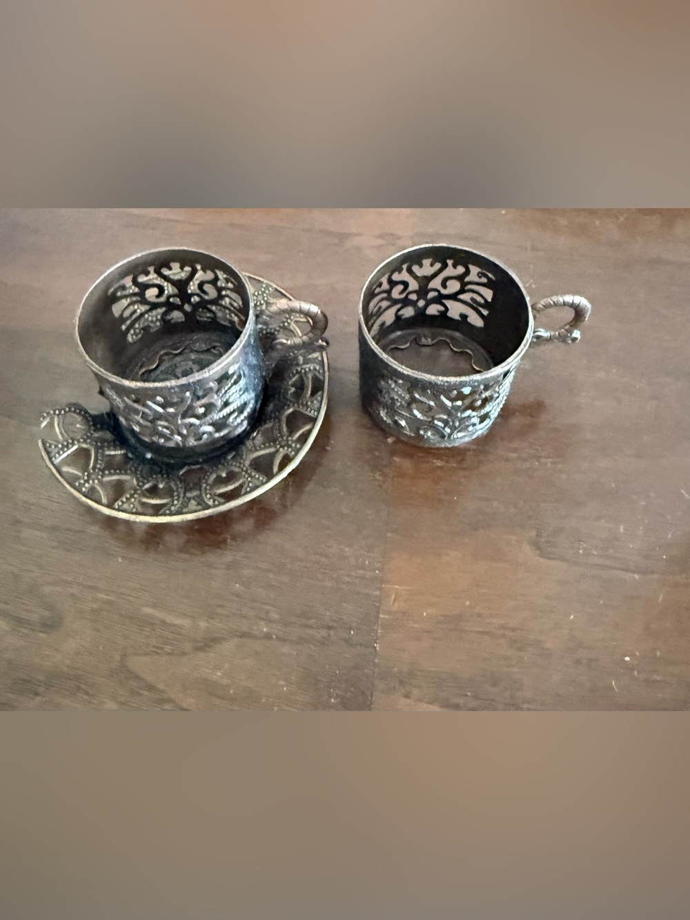 TURKISH ARABIC COFFEE CUP HOLDER Comes With One Saucer That’s Broken - Picture 2 of 9